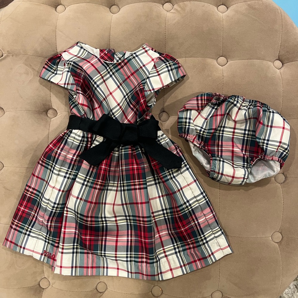 Plaid Dress with Bloomers and Bow